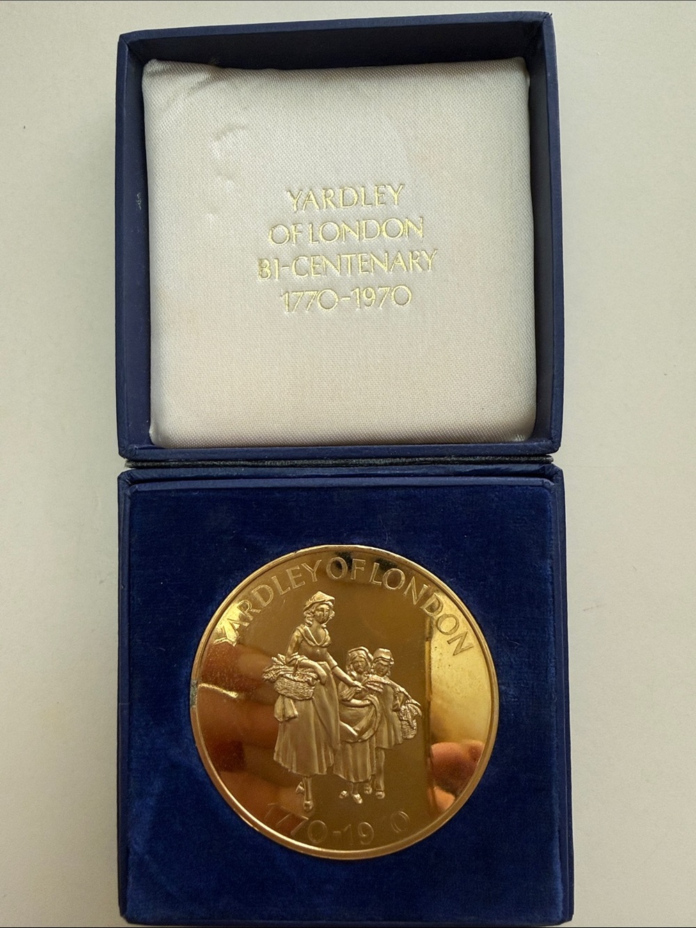 Gold Commemorative Medal in Blue Presentation Case